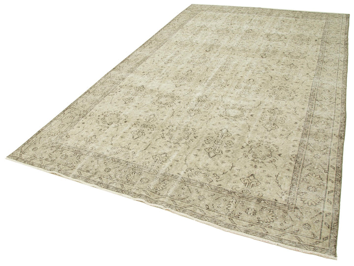 7x11 Beige Turkish Vintage Area Rug - 38829