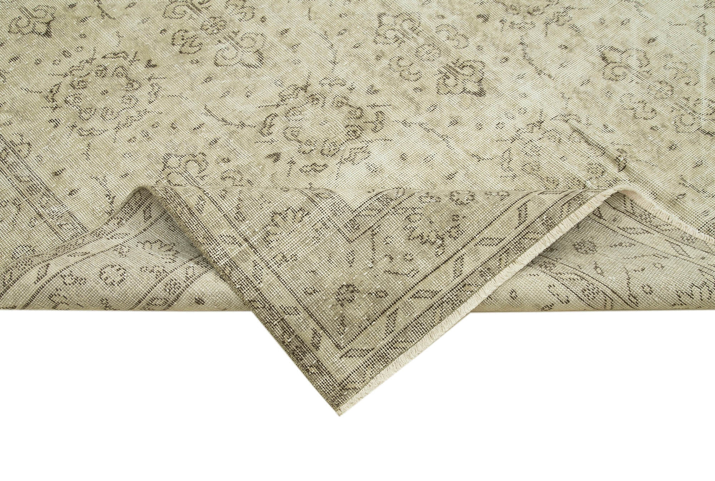 7x11 Beige Turkish Vintage Area Rug - 38829