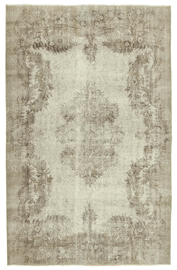 7x11 Beige Turkish Vintage Area Rug - 38833
