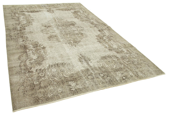 7x11 Beige Turkish Vintage Area Rug - 38833
