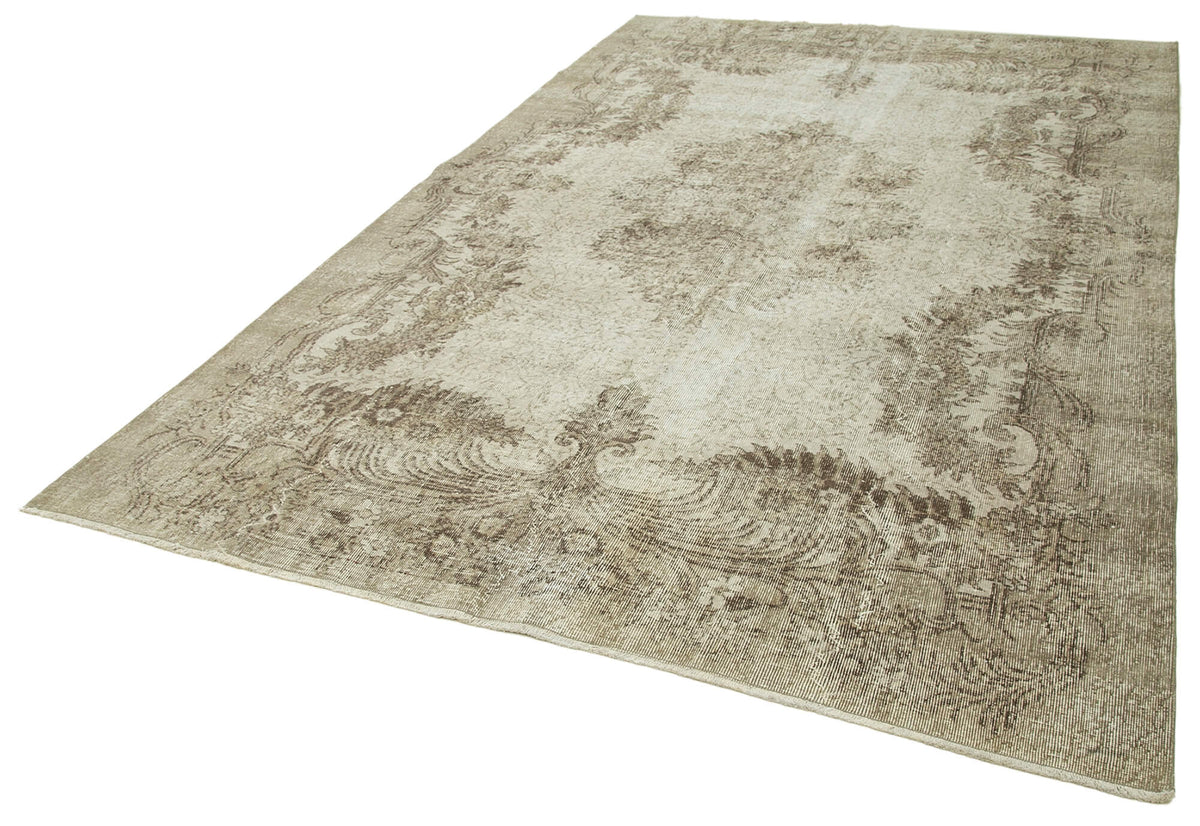 7x11 Beige Turkish Vintage Area Rug - 38833