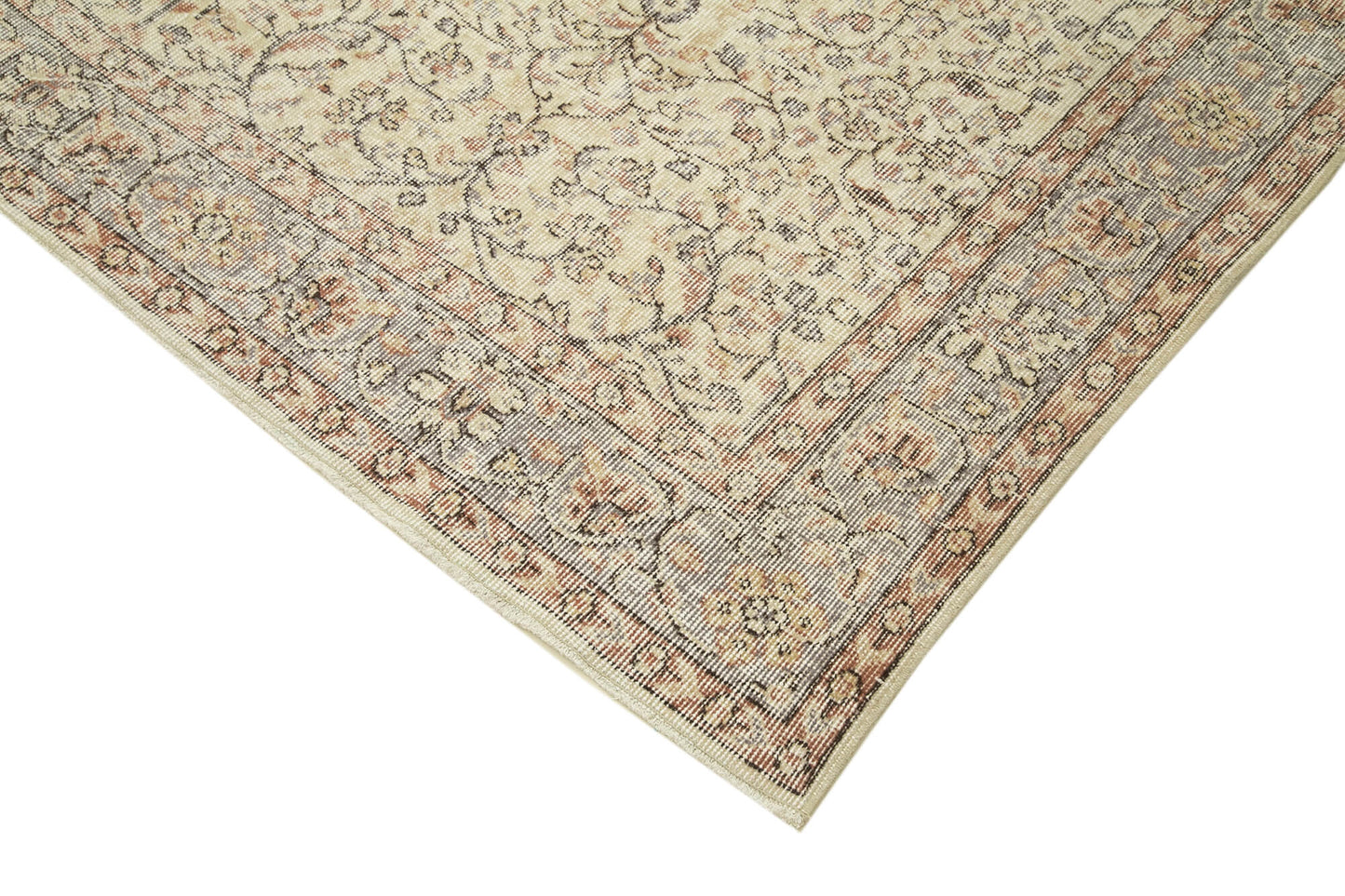 7x10 Beige Turkish Vintage Area Rug - 38843