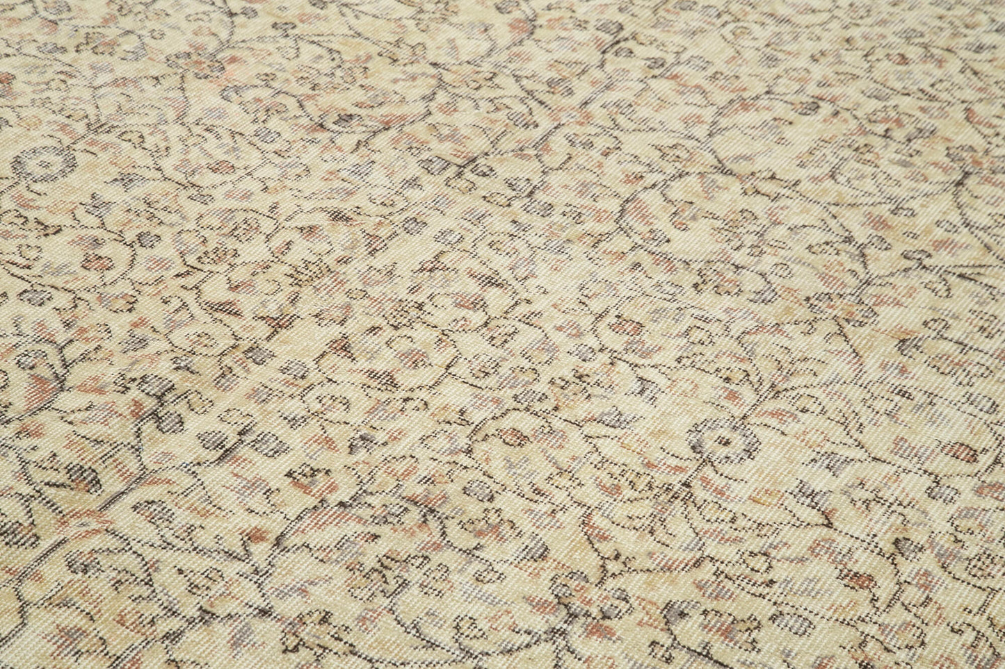 7x10 Beige Turkish Vintage Area Rug - 38843