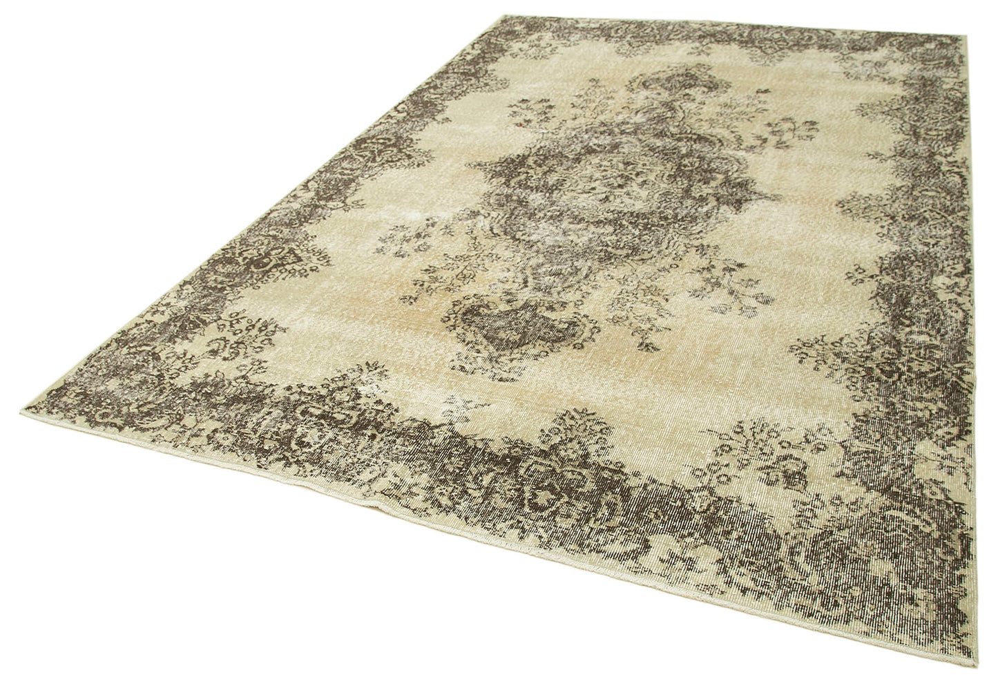 7x10 Beige Turkish Vintage Area Rug - 38855