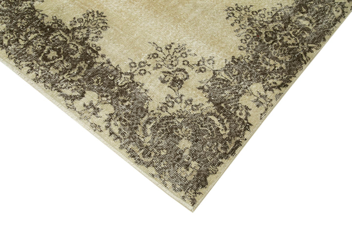 7x10 Beige Turkish Vintage Area Rug - 38855