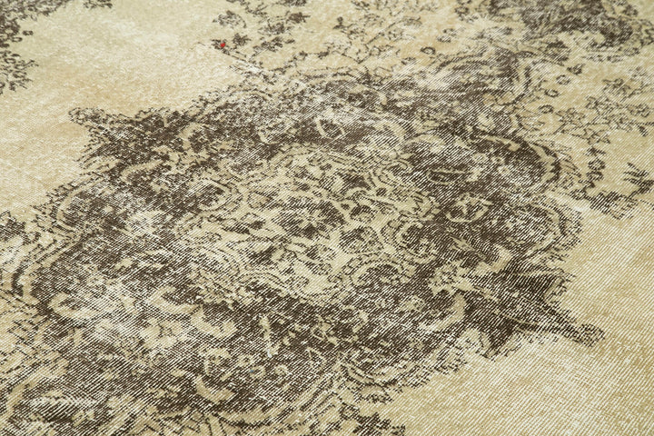 7x10 Beige Turkish Vintage Area Rug - 38855