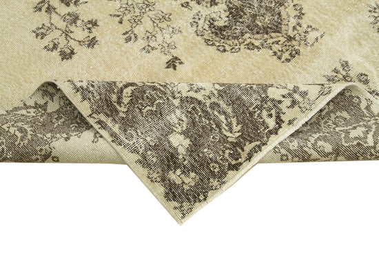 7x10 Beige Turkish Vintage Area Rug - 38855