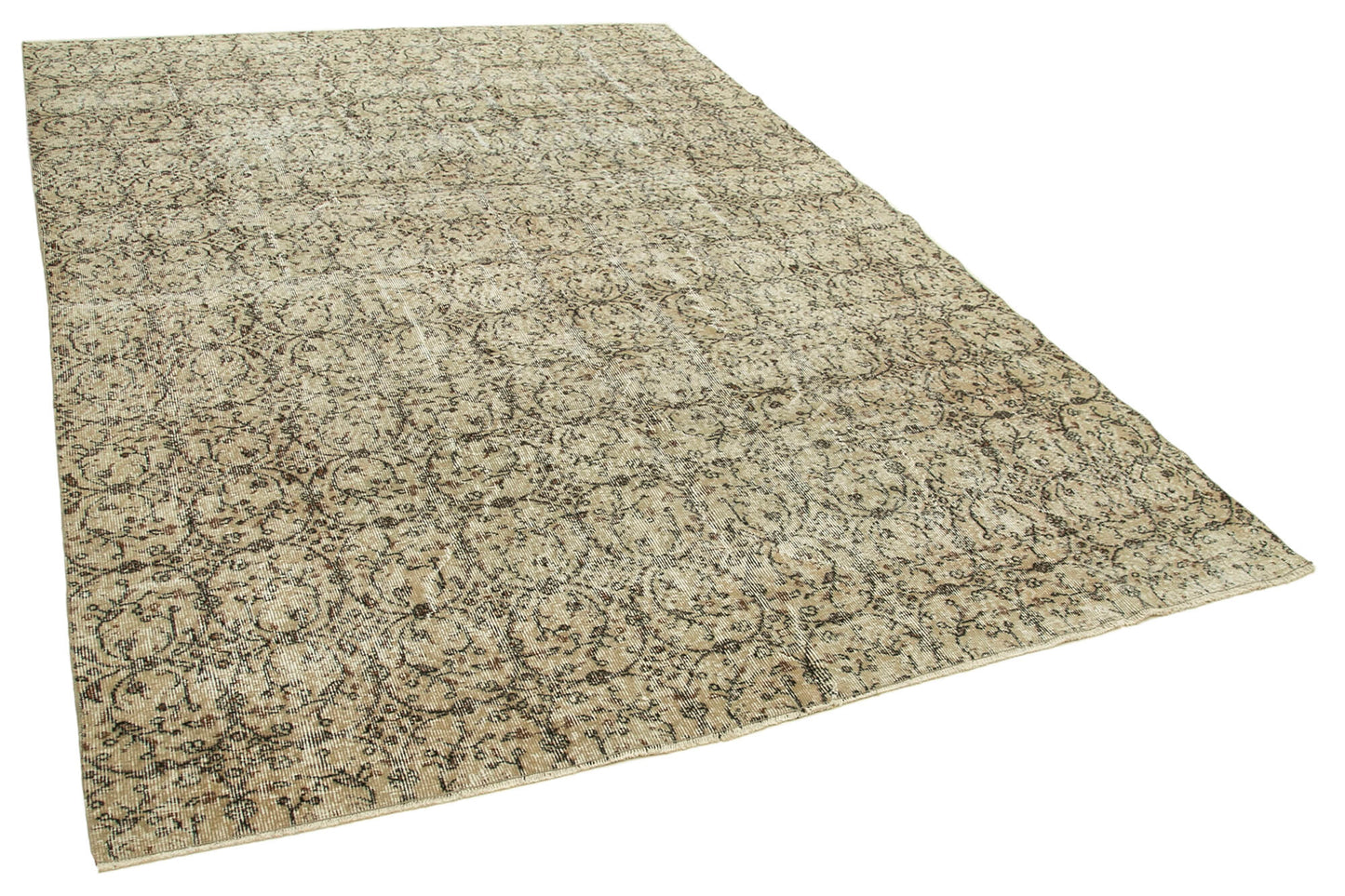 7x10 Beige Turkish Vintage Area Rug - 38867