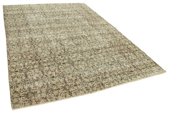 7x10 Beige Turkish Vintage Area Rug - 38867