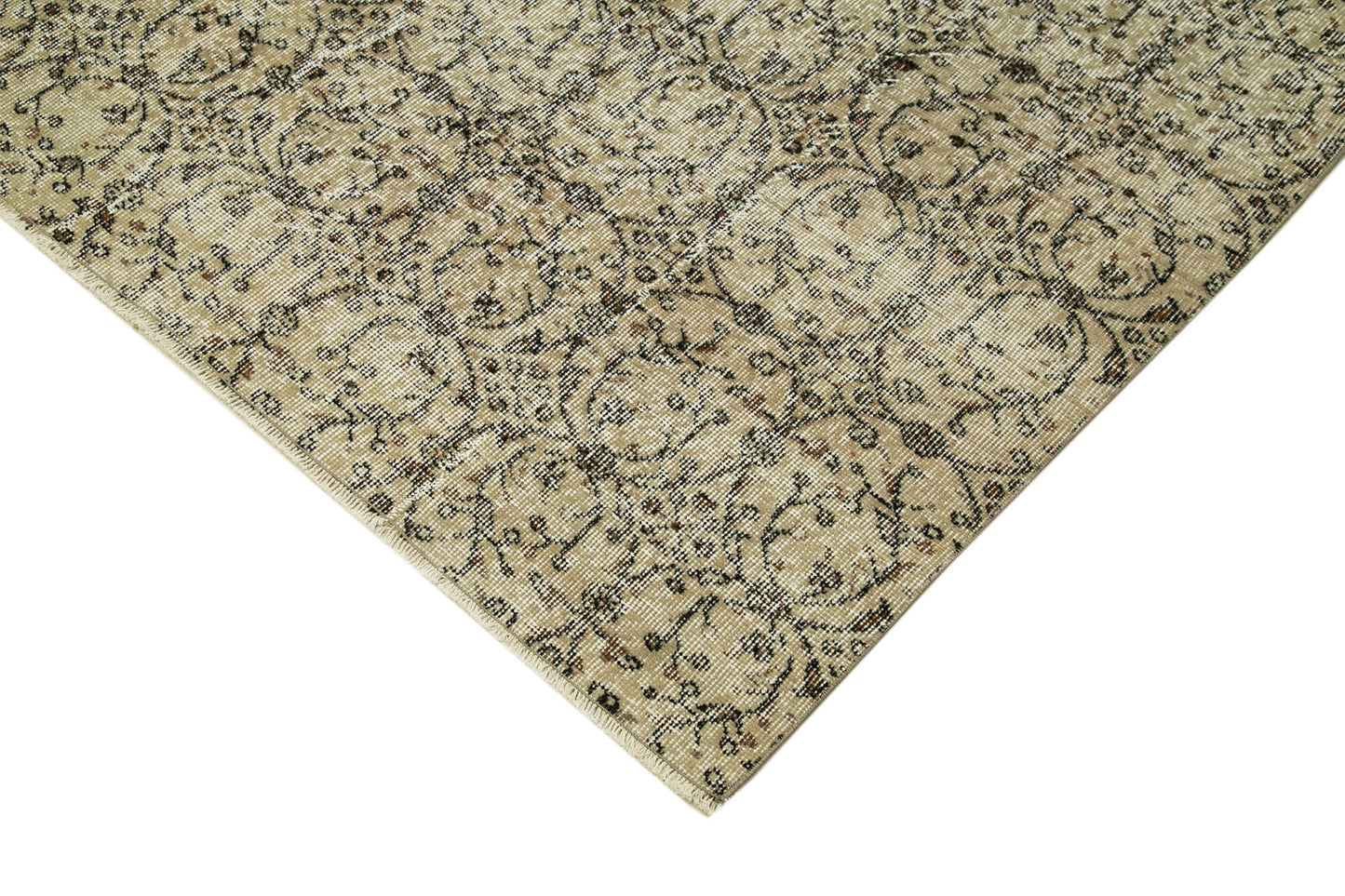 7x10 Beige Turkish Vintage Area Rug - 38867