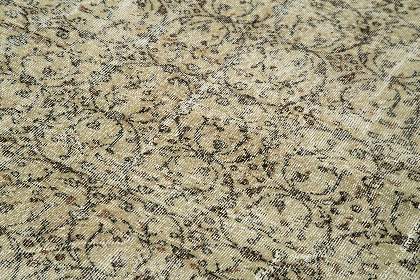 7x10 Beige Turkish Vintage Area Rug - 38867