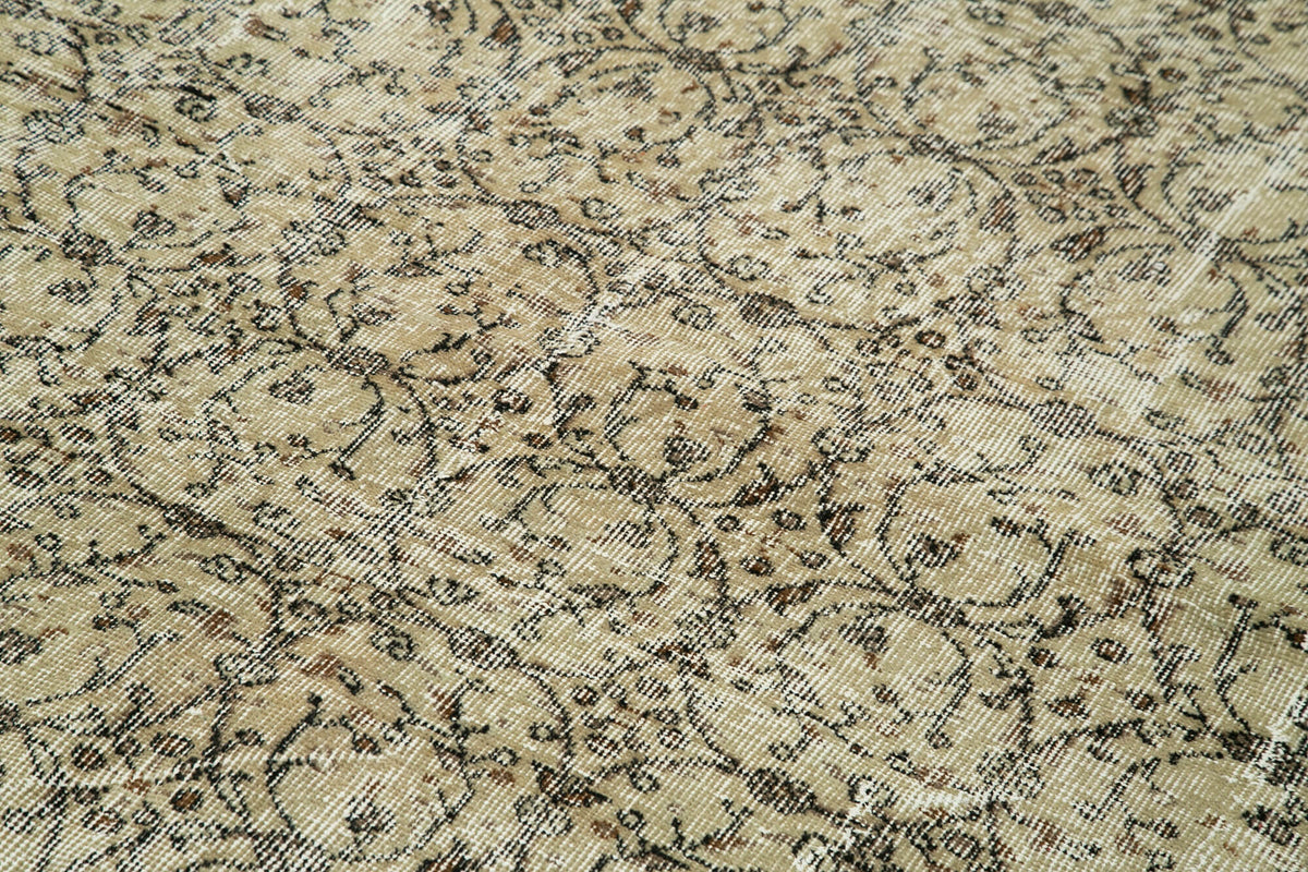 7x10 Beige Turkish Vintage Area Rug - 38867