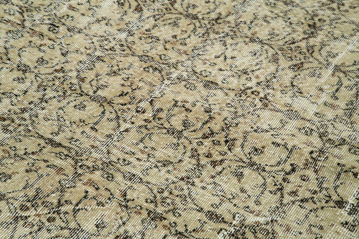 7x10 Beige Turkish Vintage Area Rug - 38867