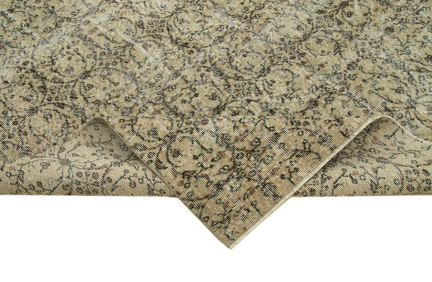 7x10 Beige Turkish Vintage Area Rug - 38867