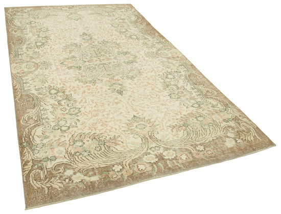 5x9 Beige Turkish Vintage Area Rug - 38871
