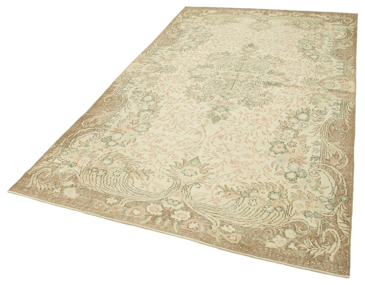 5x9 Beige Turkish Vintage Area Rug - 38871