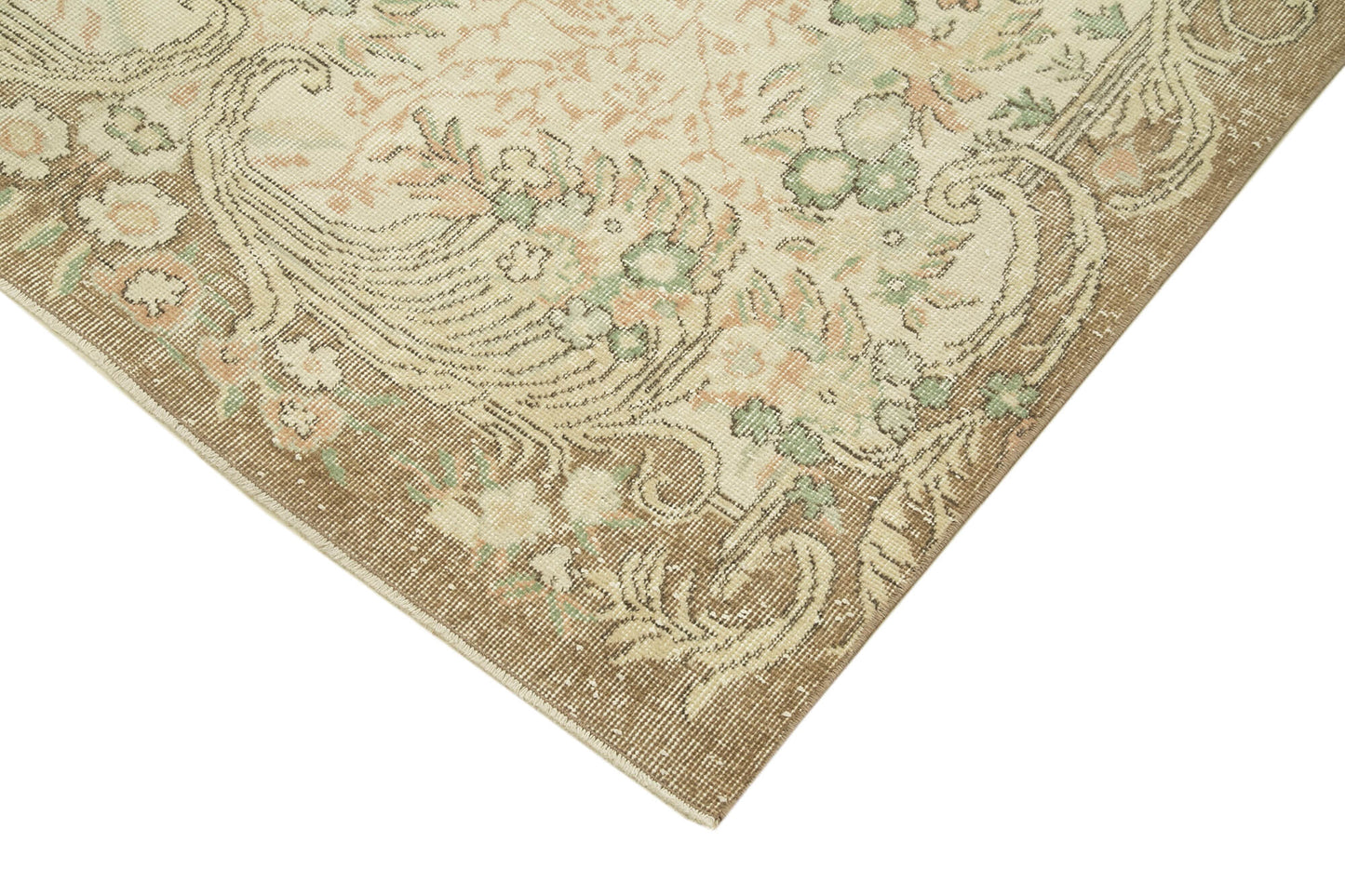5x9 Beige Turkish Vintage Area Rug - 38871