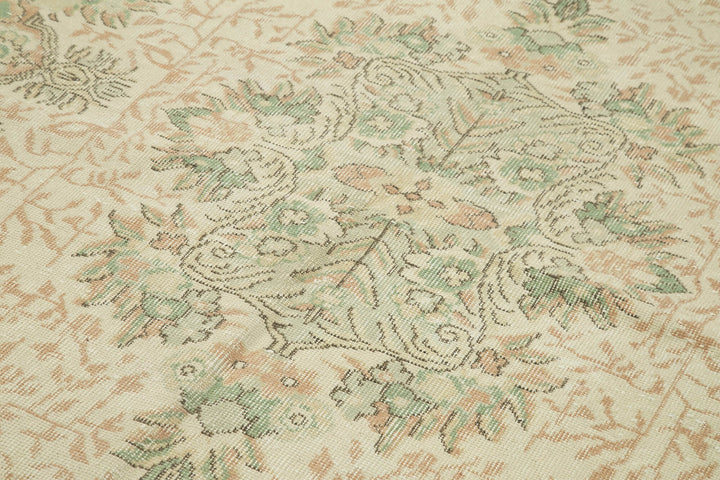 5x9 Beige Turkish Vintage Area Rug - 38871