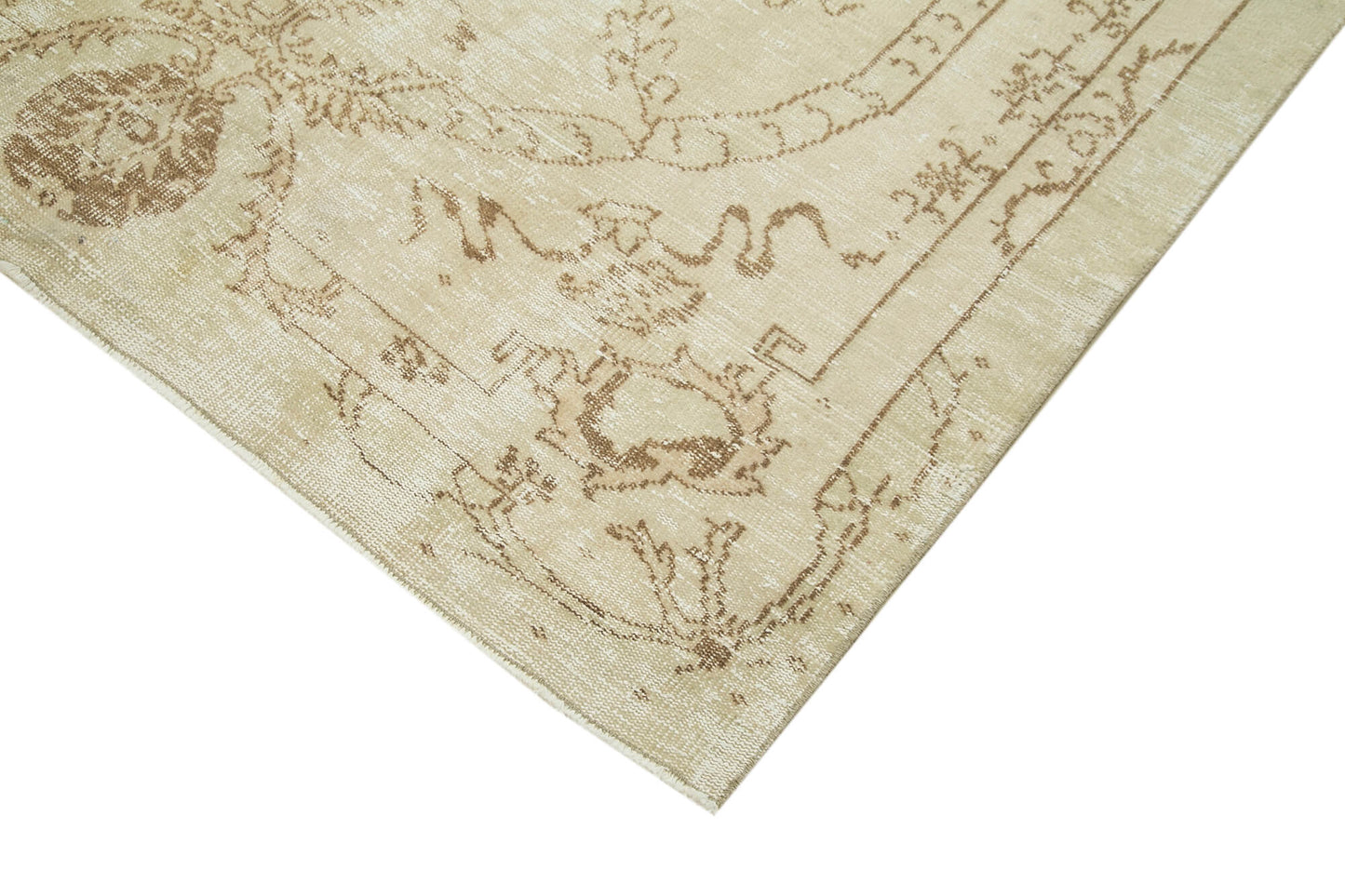 6x9 Beige Turkish Vintage Area Rug - 38872