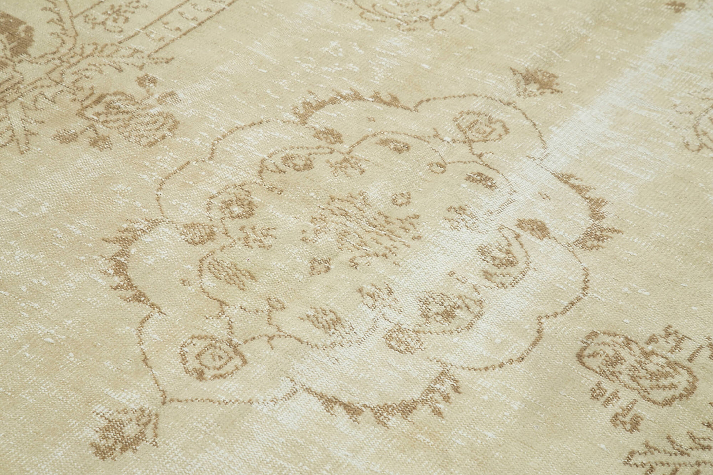 6x9 Beige Turkish Vintage Area Rug - 38872