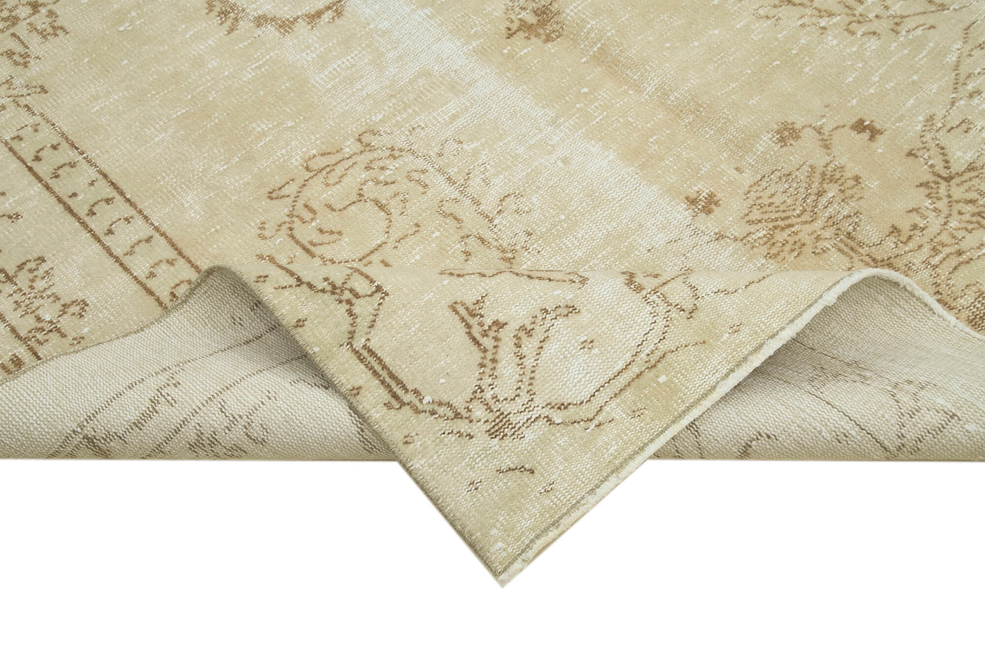6x9 Beige Turkish Vintage Area Rug - 38872