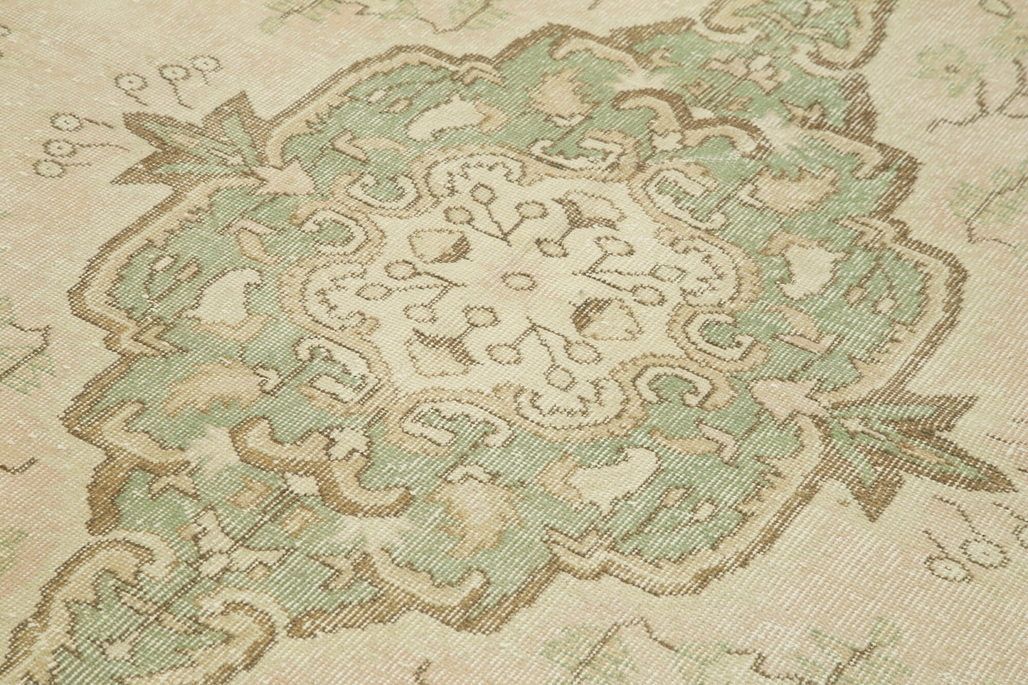 6x9 Beige Turkish Vintage Area Rug - 38876