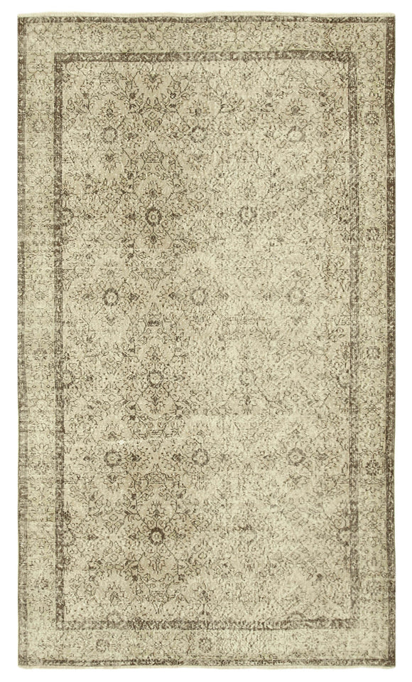 5x10 Beige Turkish Vintage Area Rug - 38877