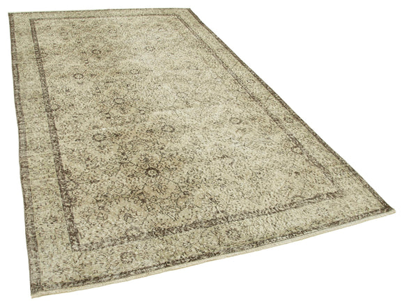 5x10 Beige Turkish Vintage Area Rug - 38877