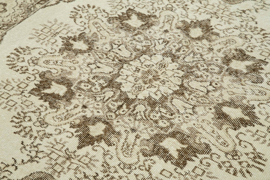 5x9 Beige Turkish Vintage Area Rug - 38884