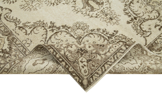 5x9 Beige Turkish Vintage Area Rug - 38884