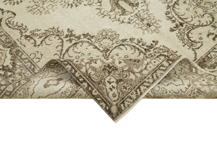 5x9 Beige Turkish Vintage Area Rug - 38884