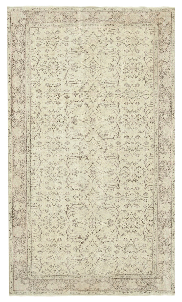 5x9 Beige Turkish Vintage Area Rug - 38886
