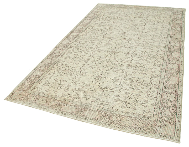 5x9 Beige Turkish Vintage Area Rug - 38886