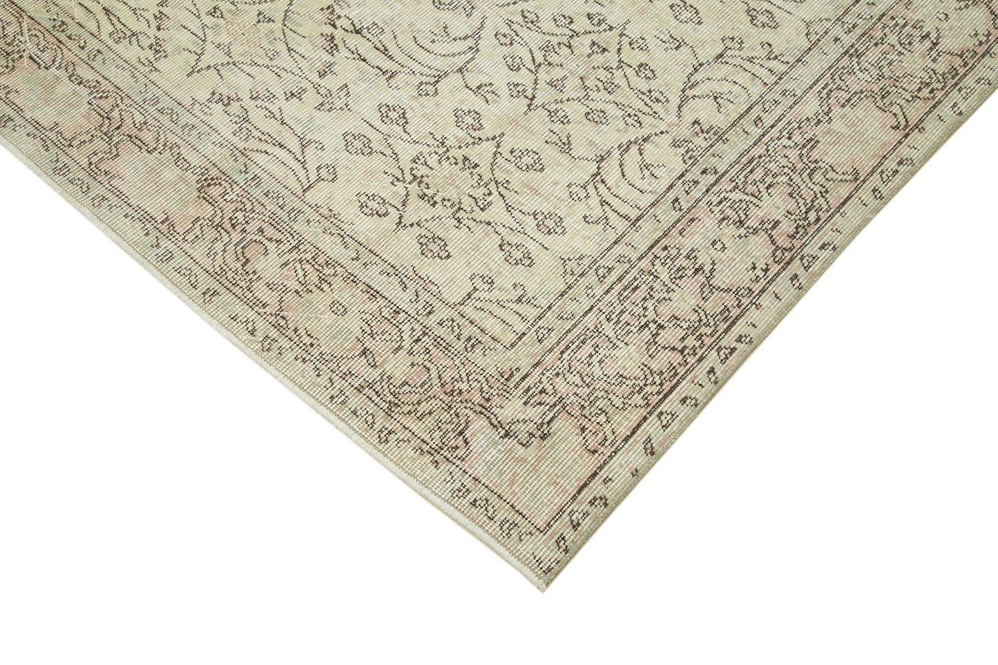 5x9 Beige Turkish Vintage Area Rug - 38886