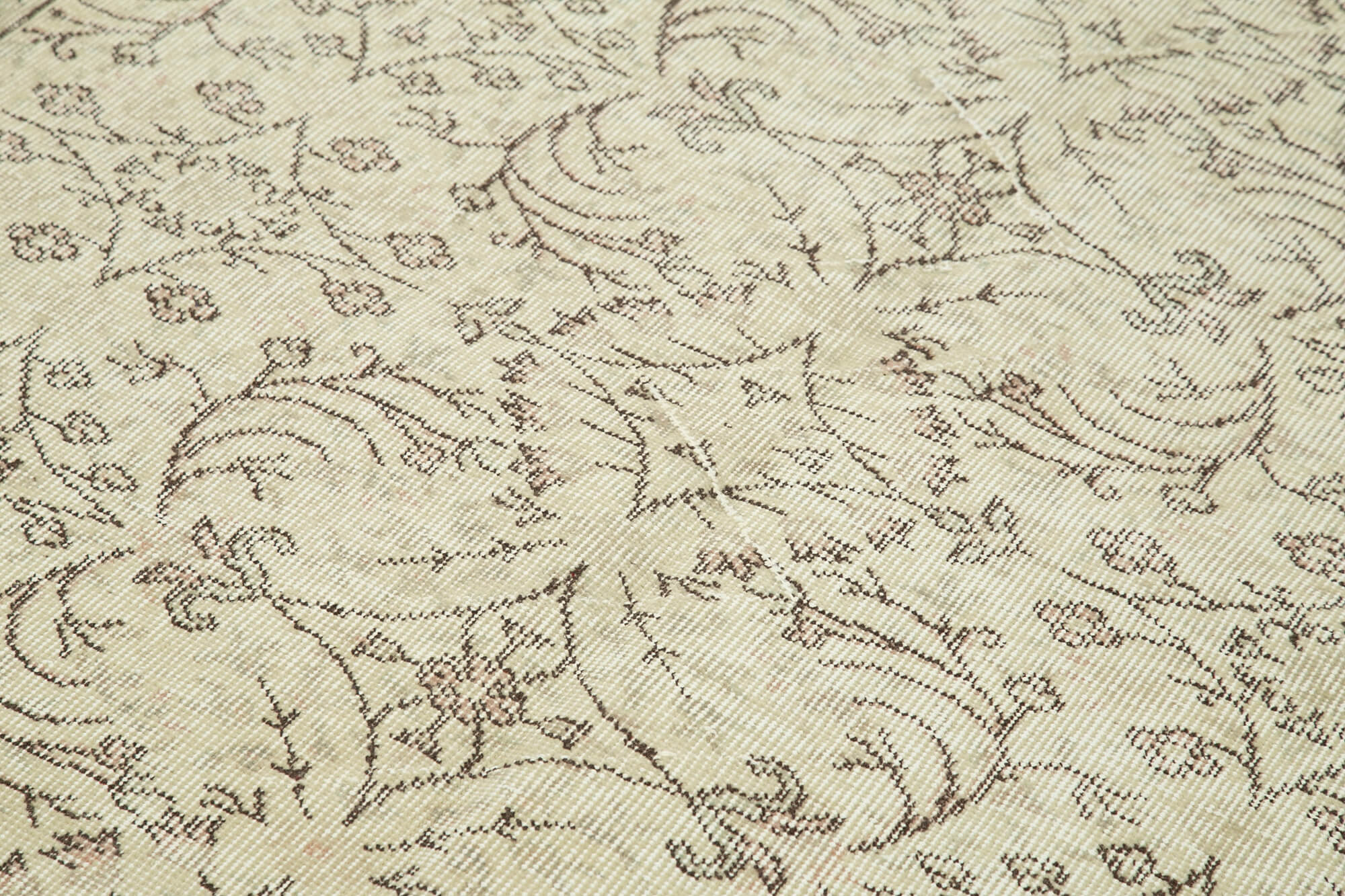 5x9 Beige Turkish Vintage Area Rug - 38886