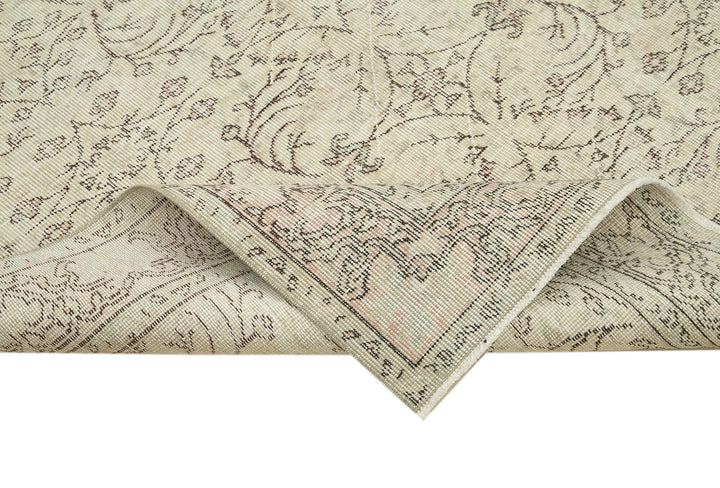 5x9 Beige Turkish Vintage Area Rug - 38886