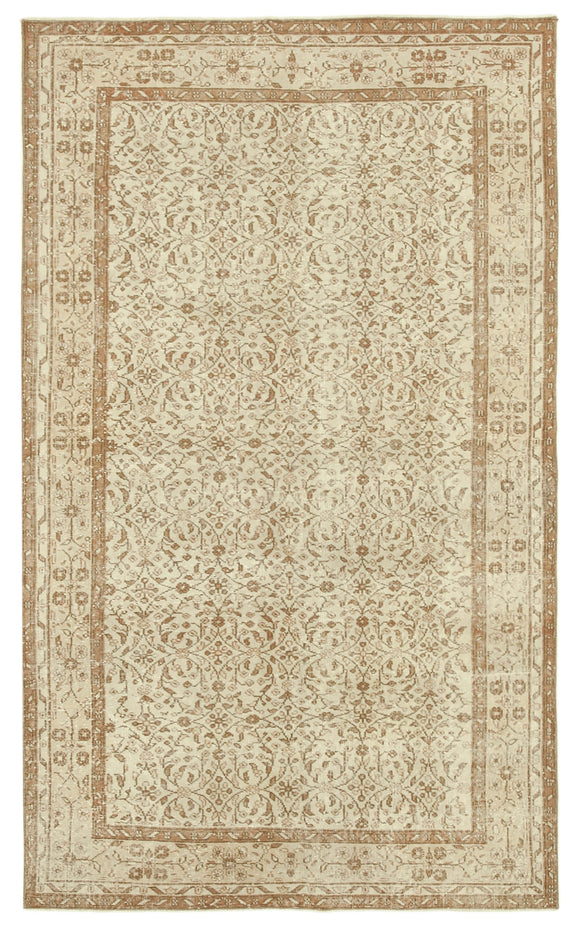 5x9 Beige Turkish Vintage Area Rug - 38887