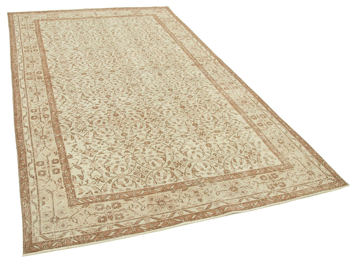 5x9 Beige Turkish Vintage Area Rug - 38887