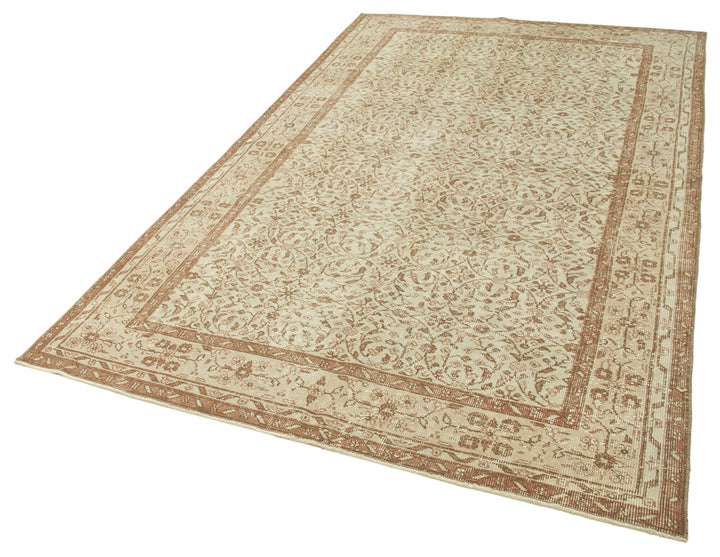 5x9 Beige Turkish Vintage Area Rug - 38887