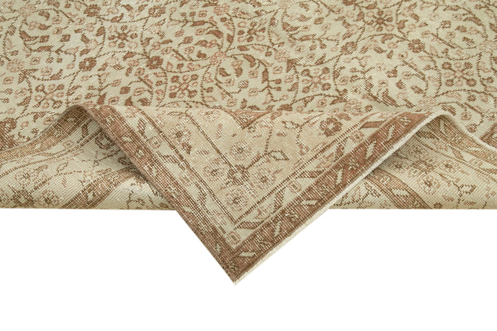 5x9 Beige Turkish Vintage Area Rug - 38887