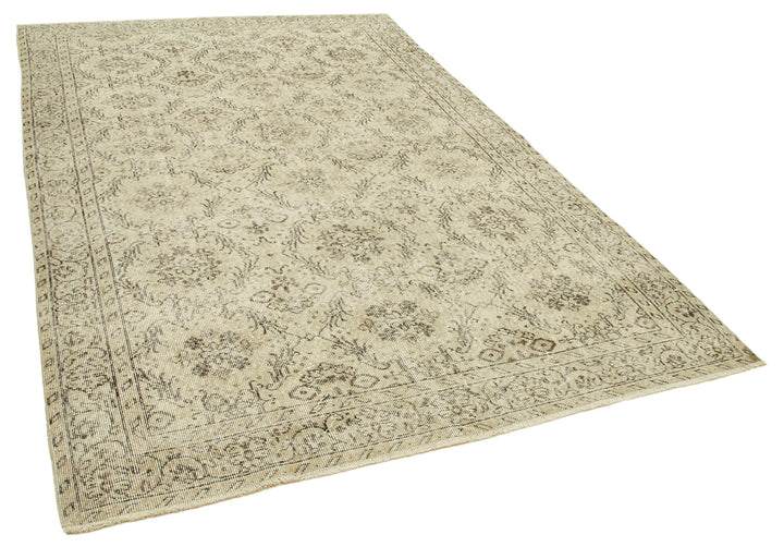 6x9 Beige Turkish Vintage Area Rug - 38891
