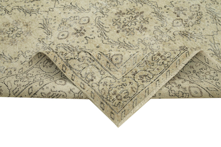 6x9 Beige Turkish Vintage Area Rug - 38891