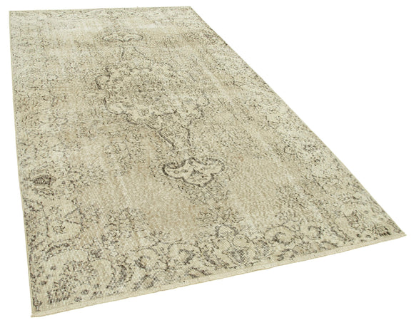 5x9 Beige Turkish Vintage Area Rug - 38894