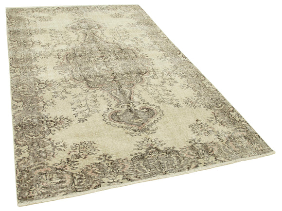 5x8 Beige Turkish Vintage Area Rug - 38895