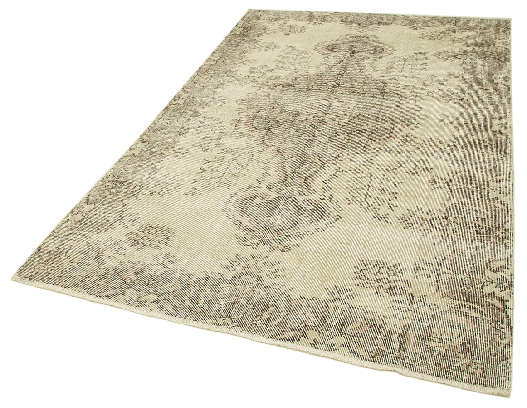 5x8 Beige Turkish Vintage Area Rug - 38895
