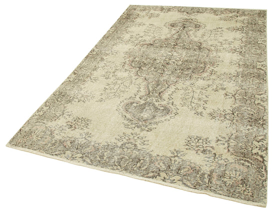 5x8 Beige Turkish Vintage Area Rug - 38895