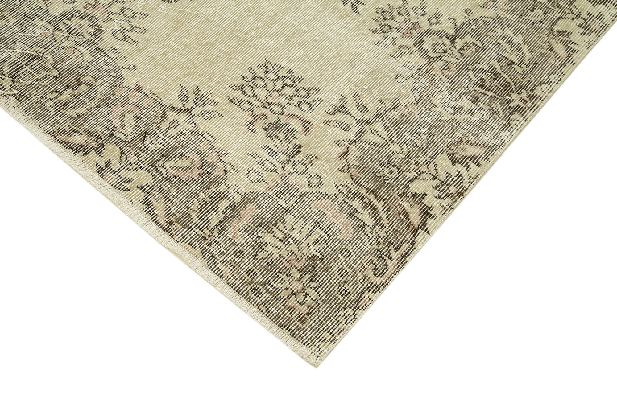 5x8 Beige Turkish Vintage Area Rug - 38895