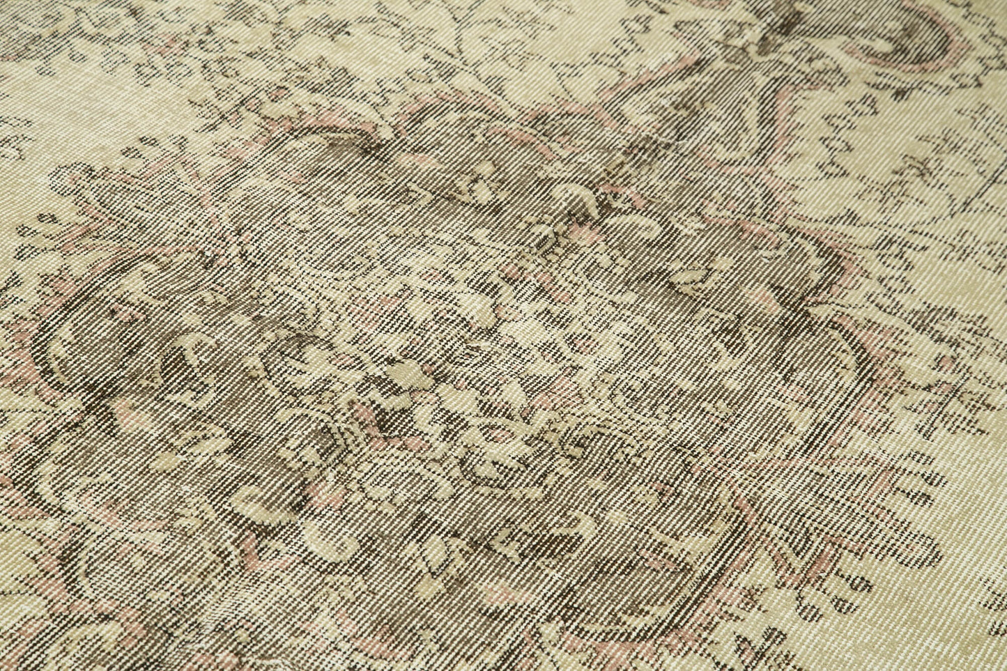 5x8 Beige Turkish Vintage Area Rug - 38895