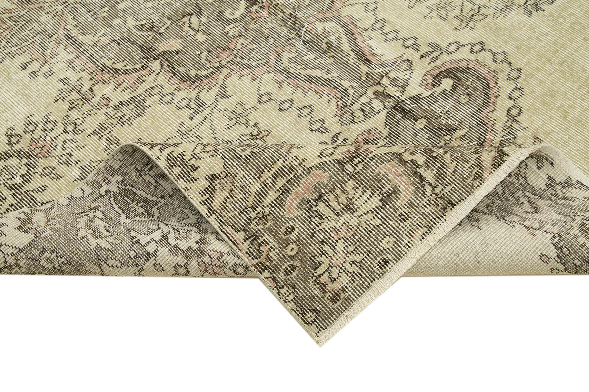 5x8 Beige Turkish Vintage Area Rug - 38895