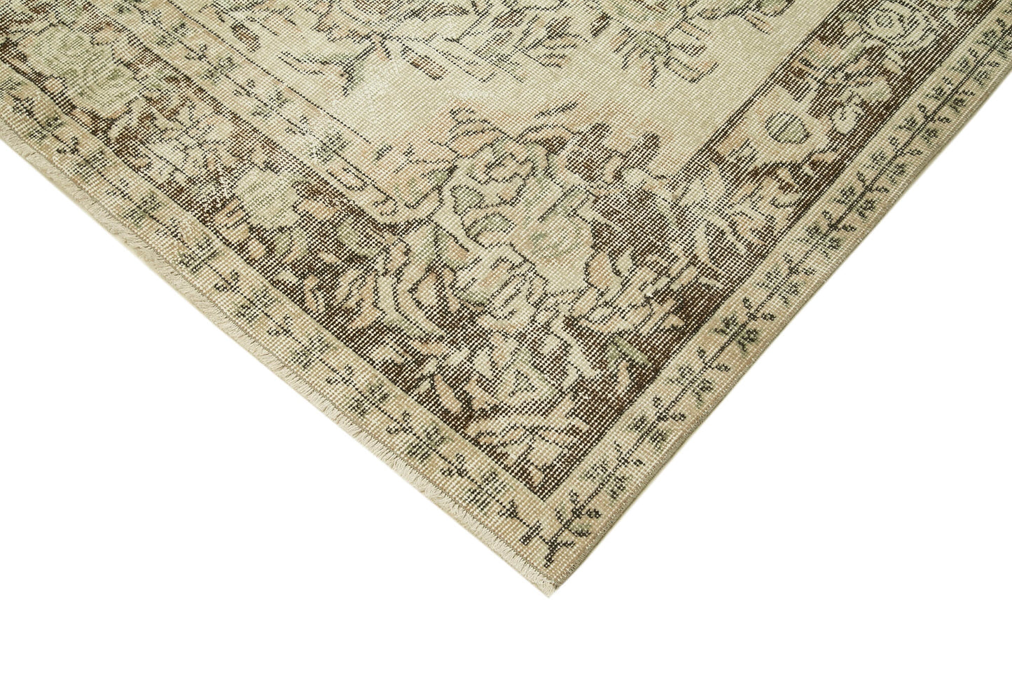 5x9 Beige Turkish Vintage Area Rug - 38901